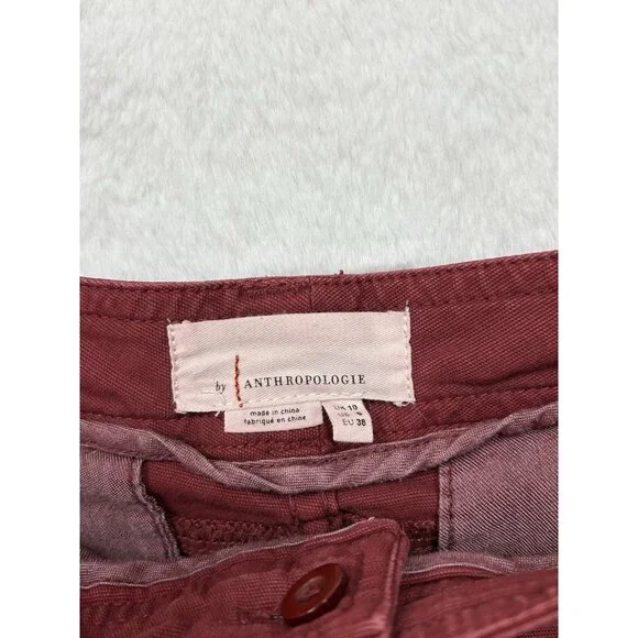 Anthropologie Pants Women Size 6 Maroon Red Ankle Side Striped - Picture 15 of 15
